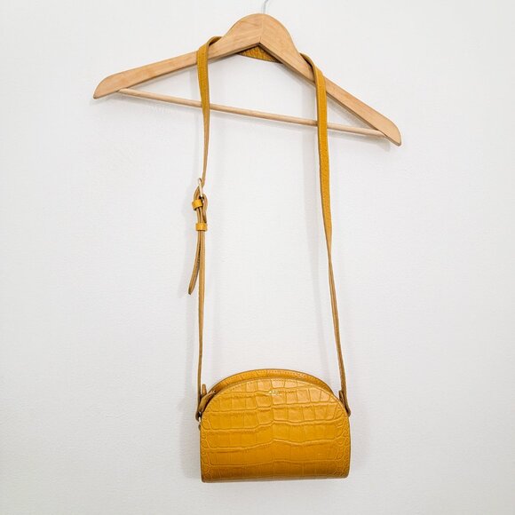 A.P.C. Demi-Lune Mini Crocodile Effect Bag in Ochre Yellow - Picture 2 of 9